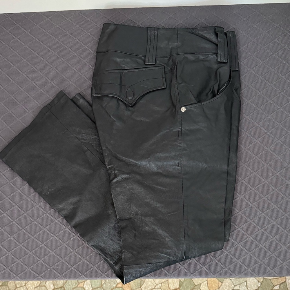 Metrostyle Black Leather Flared Trousers, Women’s 8